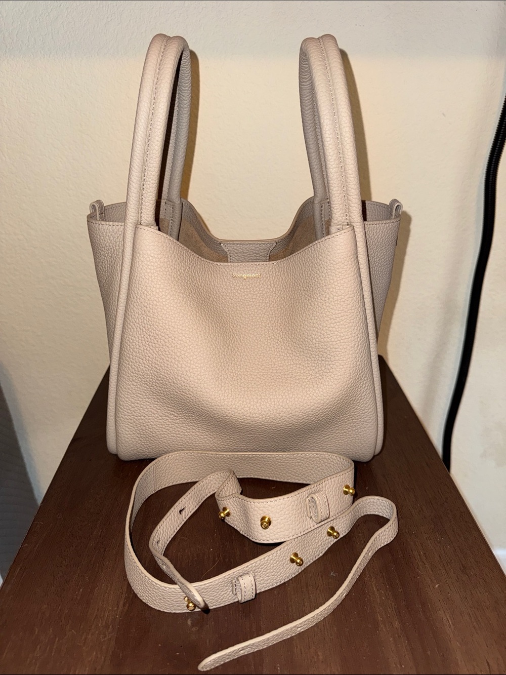 Songmont Taupe Pebbled Shoulder Tote - Picture 9 of 10